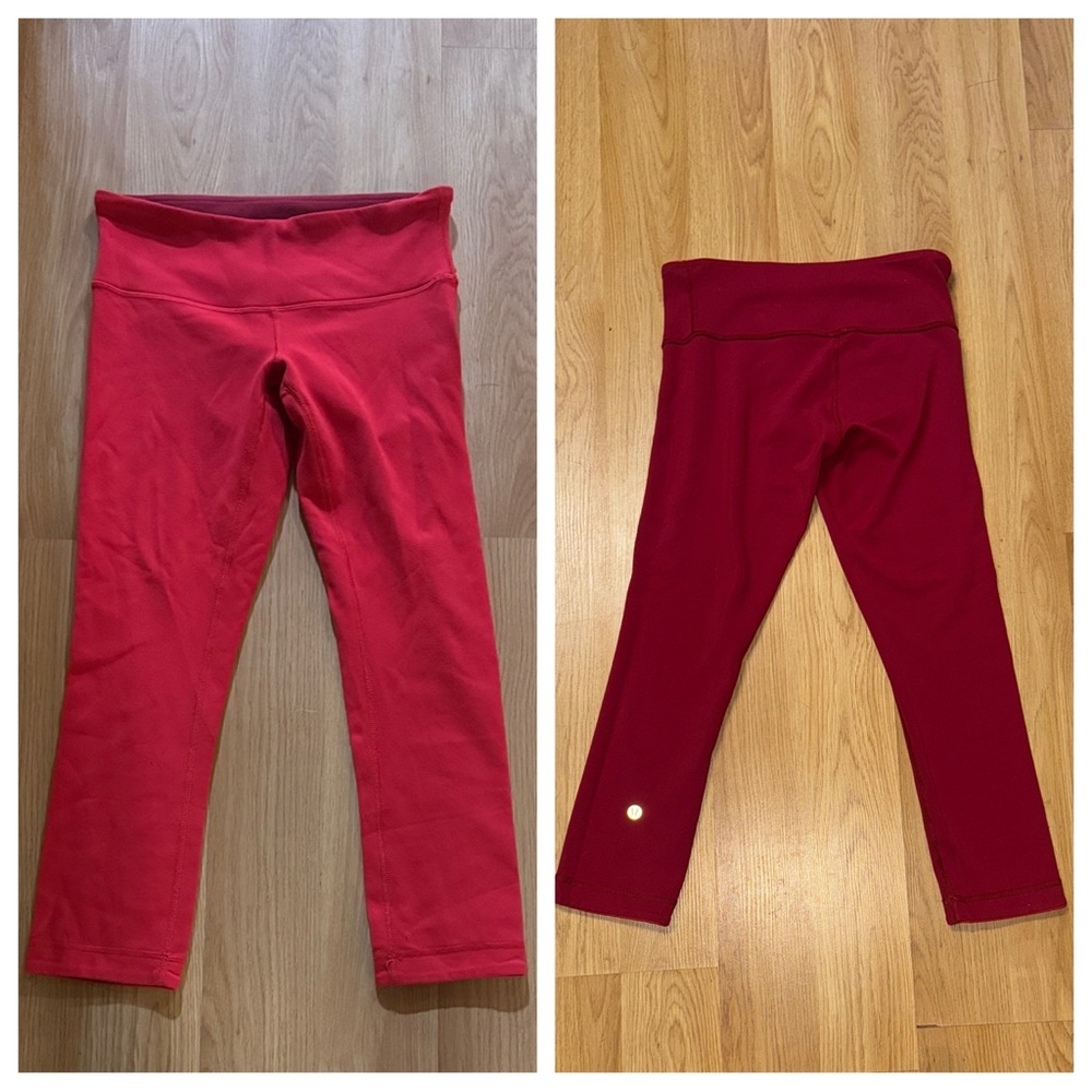 Lululemon Athletica reversible size 4 crop Red Leggings yoga gym buttery soft
